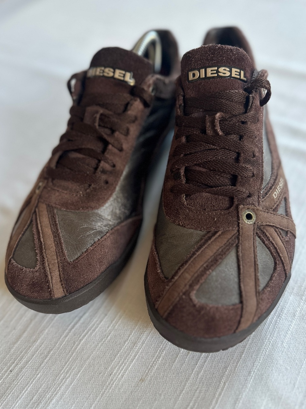 DIESEL vintage Y2K “Move-In W” Archival Leather Driving Sneakers Brown | 8